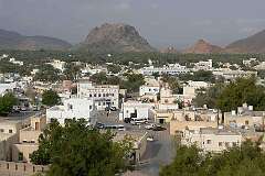 Al Rustaq, Al-Batinah, Oman - The view from Rustaq Fort to Rustaq, the Omani capital in 1624.