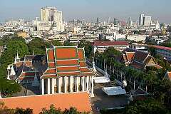 Bangkok, Krung Thep, Thailand - View over Wat Saket and the city, from Phu Khao Thong, or the Golden Mount, the highest spot in the city.