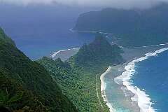Ofu, Manu'a, American Samoa - View from the summit of 494 metre-high Mount Tumutumu on Ofu island to Olosega island with Sili village.