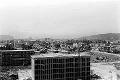 Ljubljana, Slovenia - View from the top floor of the hostel in the Visoka Politivna Šola to the city.